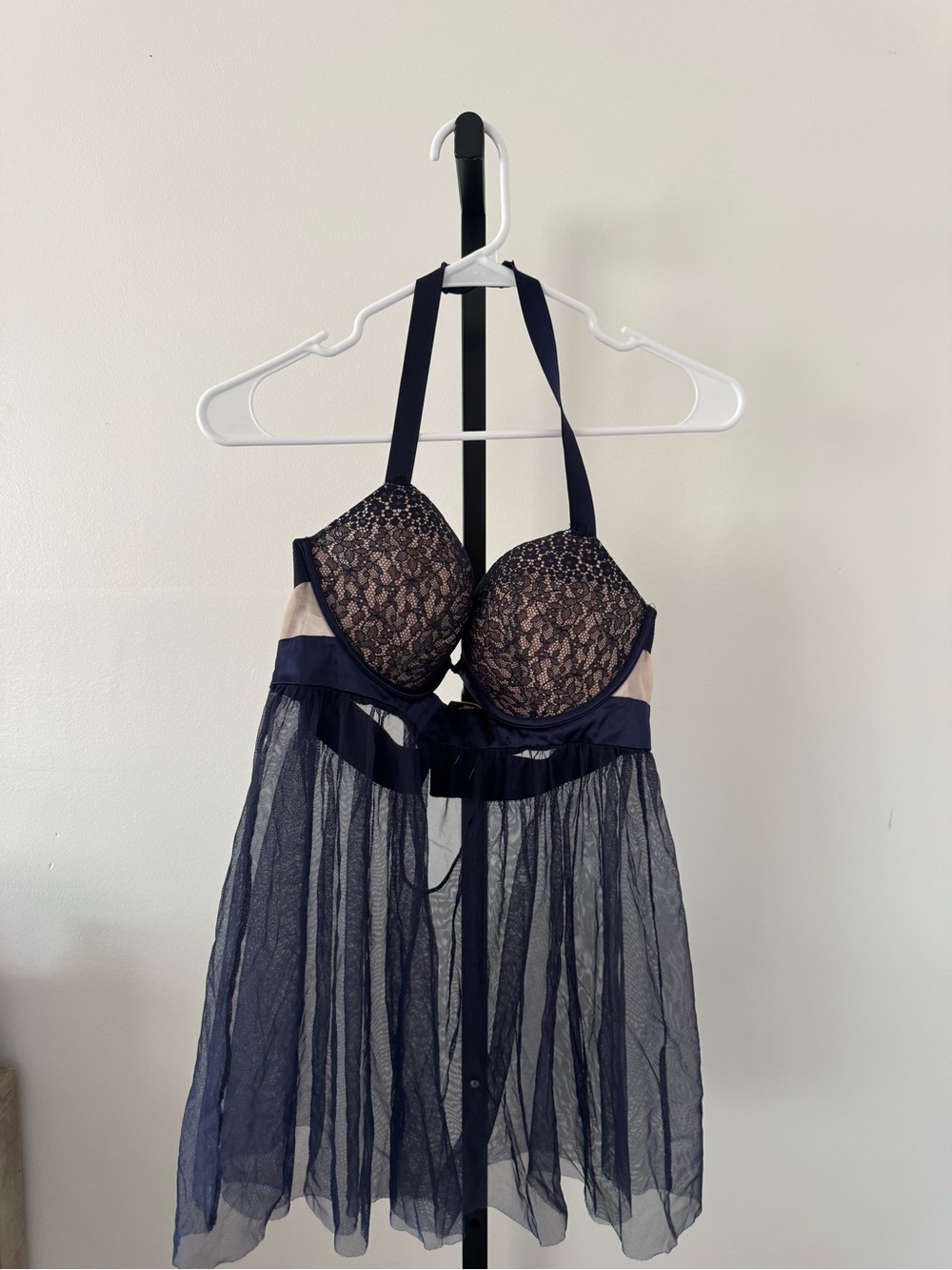 Victoria's Secret Navy Lace Babydoll Chemise